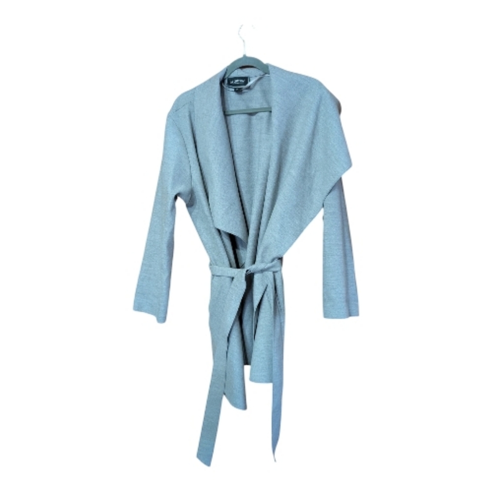 Le Château Light Grey Waterfall Wrap Coat – Made in Canada Size L - Picture 2 of 10